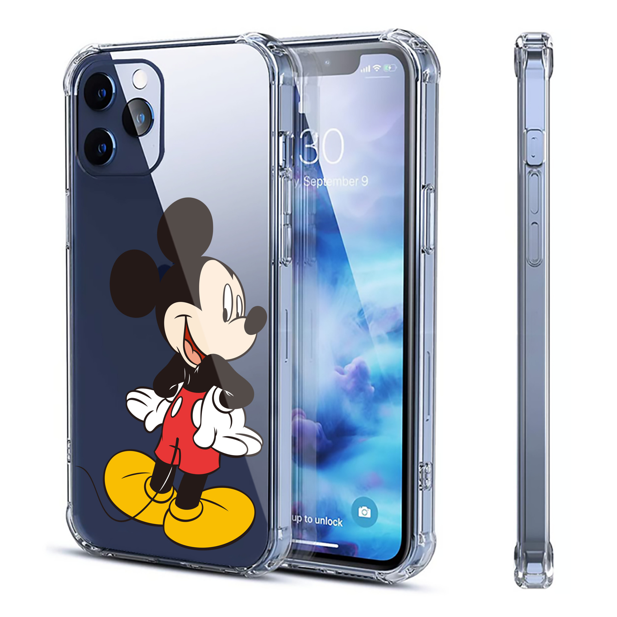 （画像用） ミッキーマウス Mickey Mouse 【iPhone 12シリーズ対応】透明スマホケース（クリアソフトケース）